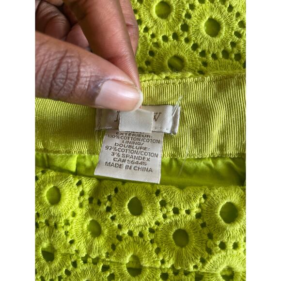 J. Crew 100% Cotton Citron Green Circle Eyelet No 2 Pencil Skirt • Size 2 - Picture 7 of 7
